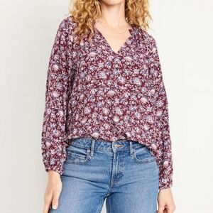 Old Navy | NWT Floral V-Neck Top Burgundy Size 2X